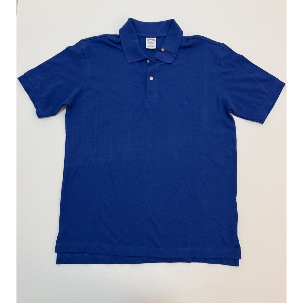 Brooks Brothers Mens Slim Fit Cotton Pique Polo Shirt Blue Medium